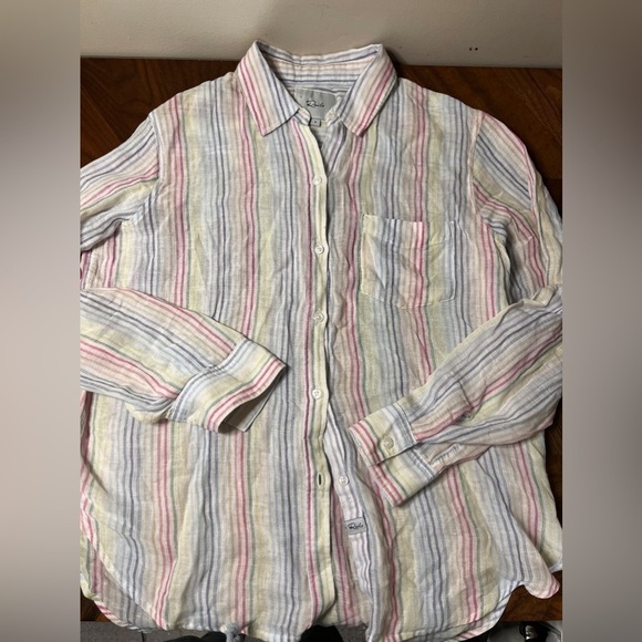 Rails Tops - Rails lightweight linen striped shirt size small multicolour